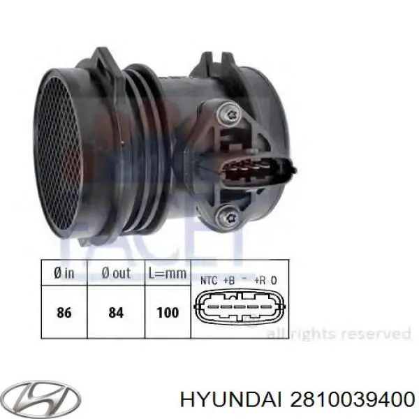 2810039400 Hyundai/Kia Датчик расхода воздуха