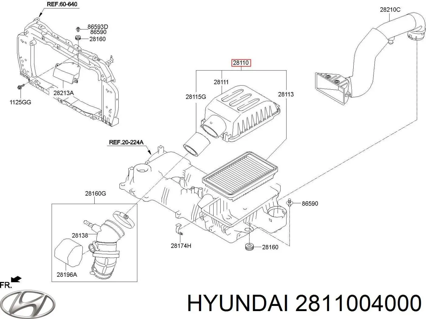 Корпус воздушного фильтра на Hyundai I10 PA