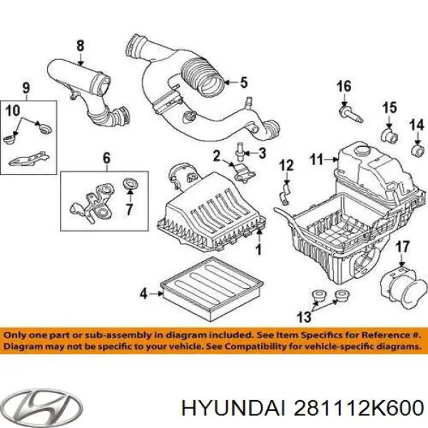 Купить 281112K600 Hyundai/Kia Корпус воздушного фильтра, верхняя часть