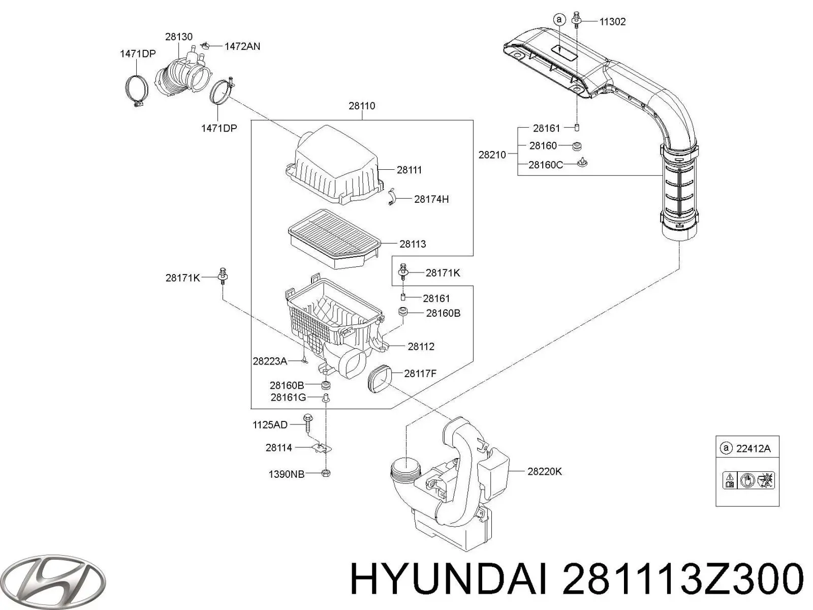 Caixa de filtro de ar, parte superior para Hyundai I40 (VF)