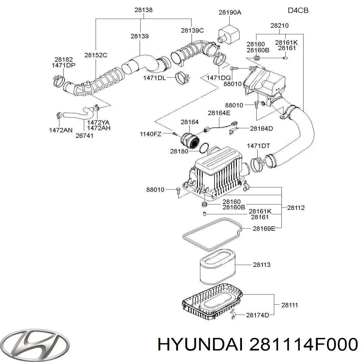 Корпус воздушного фильтра, нижняя часть на Hyundai H100 P