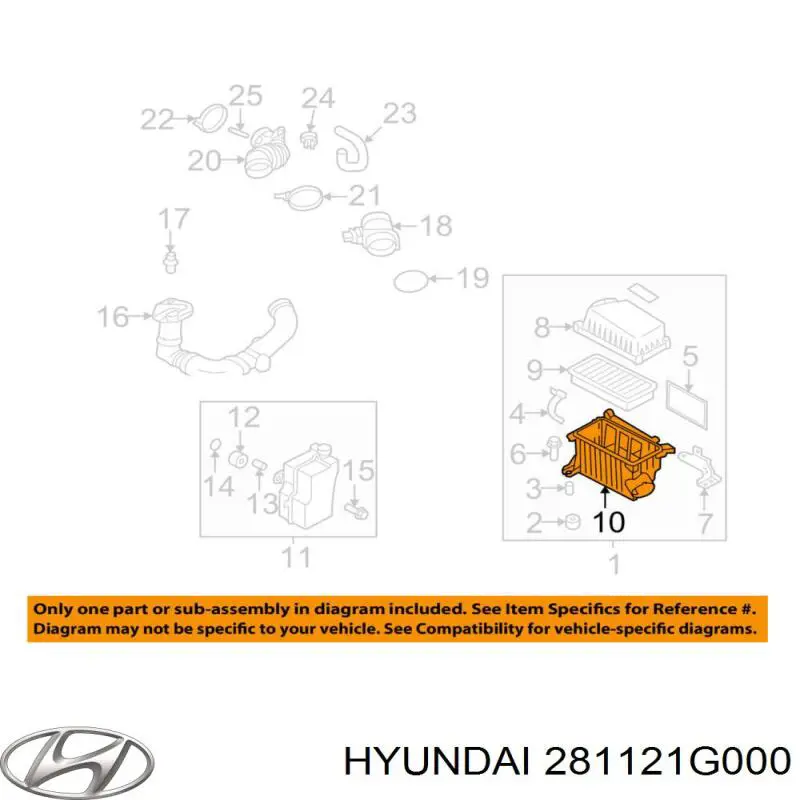 Корпус воздушного фильтра, нижняя часть Hyundai/Kia 281121G000 цена, от 14.12 USD