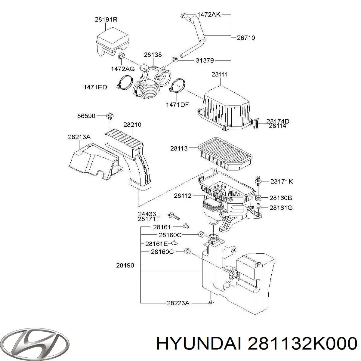 Элемент воздушного фильтра Hyundai/Kia 281132K000 цена, от 7.62 USD