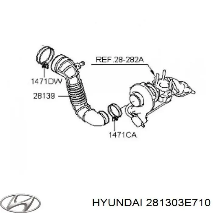 Патрубок воздушный, выход воздушного фильтра Hyundai/Kia 281303E710 цена, от 5.12 USD