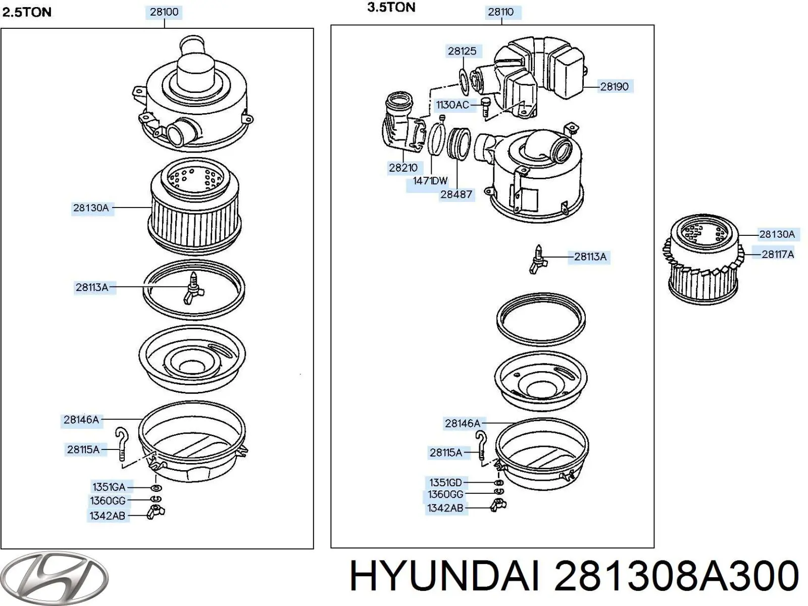 Воздушный фильтр 281308A300 Hyundai/Kia