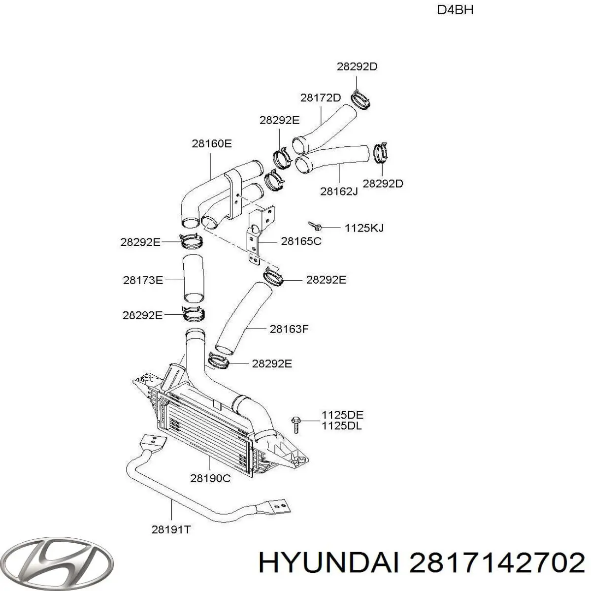 Левый шланг интеркуллера 2817142702 Hyundai/Kia