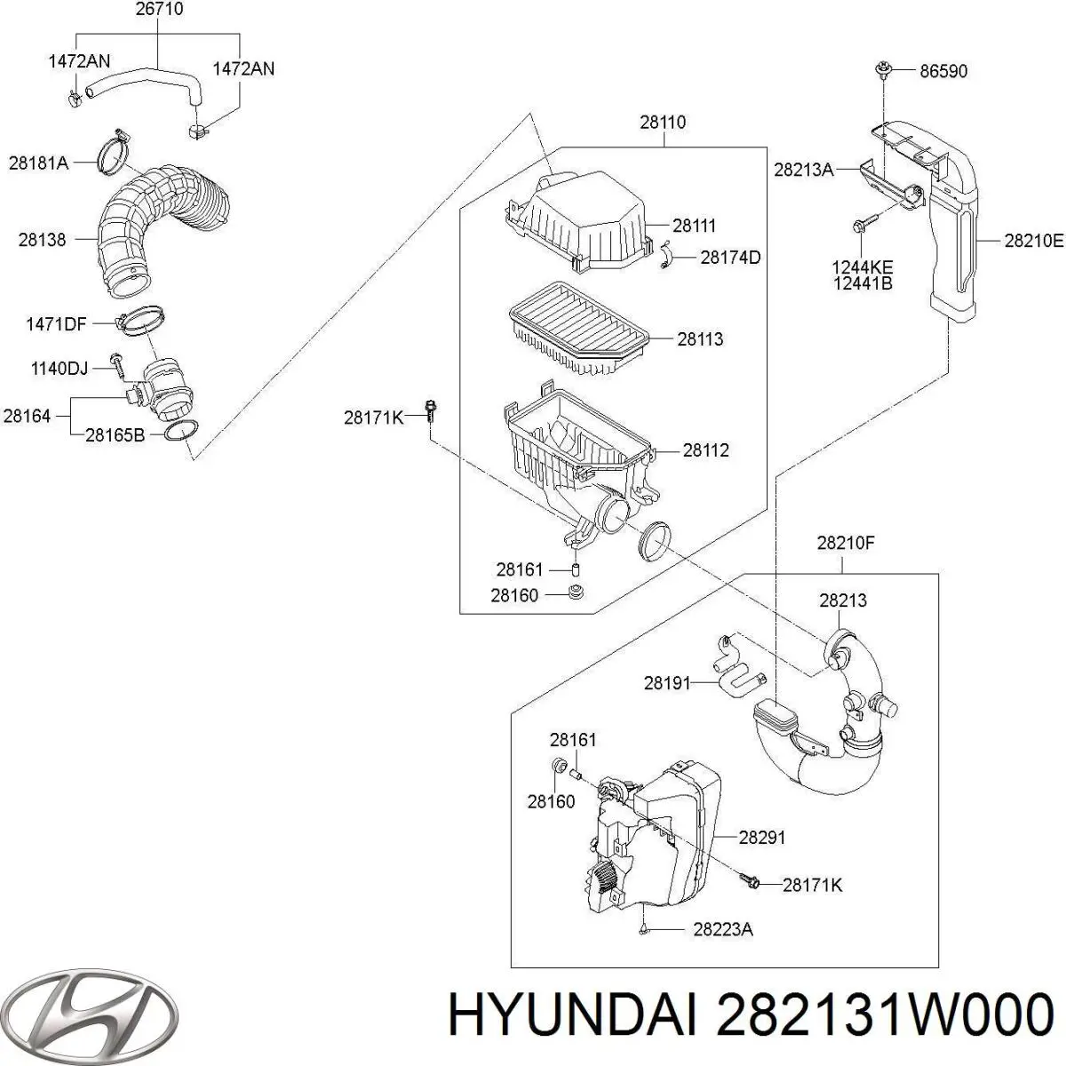 Купить 282131W000 Hyundai/Kia Воздухозаборник воздушного фильтра