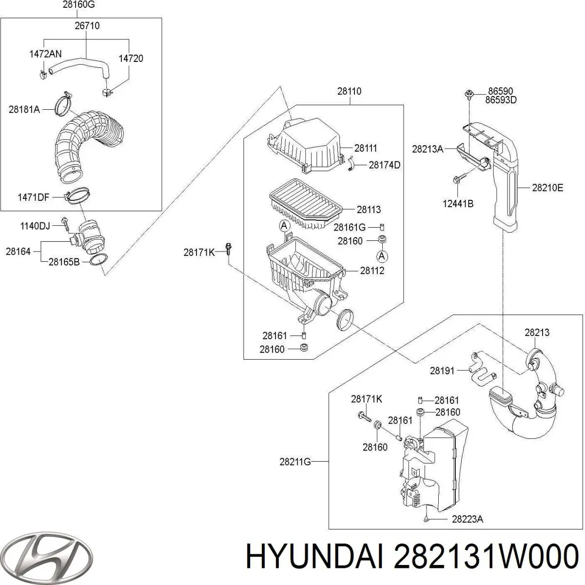 Воздухозаборник воздушного фильтра Hyundai/Kia 282131W000 цена, от 10.82 USD