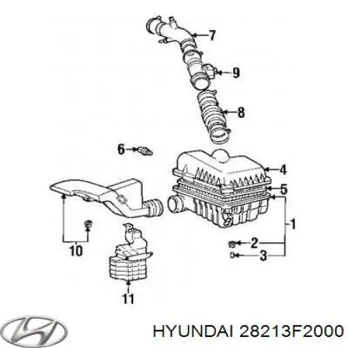 Воздухозаборник воздушного фильтра Hyundai/Kia 28213F2000 цена, от 6.42 USD