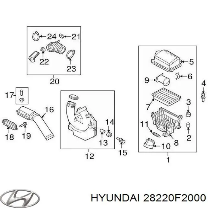 Купить 28220F2000 Hyundai/Kia Резонатор воздушного фильтра