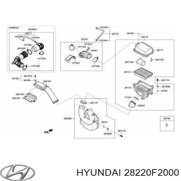 Резонатор воздушного фильтра 28220F2000 Hyundai/Kia