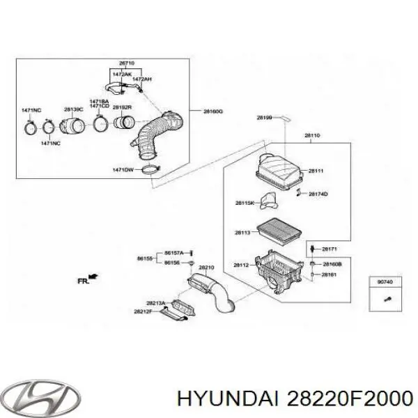 28220F2000 Hyundai/Kia Резонатор воздушного фильтра