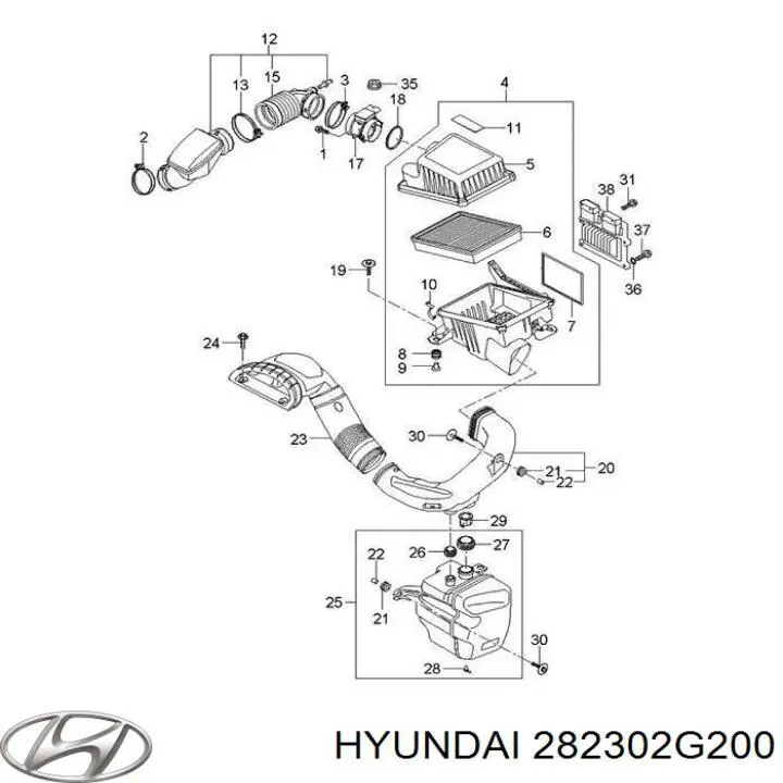 282302G200 Hyundai/Kia ressonador de filtro de ar