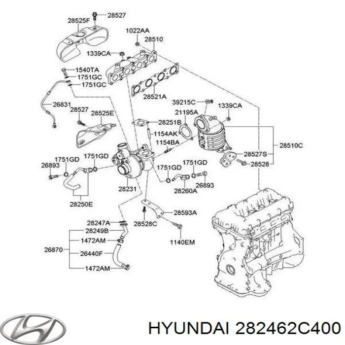 Прокладка турбокомпрессора HYUNDAI 282462C400