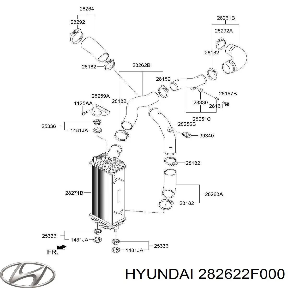 282622F000 Hyundai/Kia mangueira (cano derivado superior de intercooler)