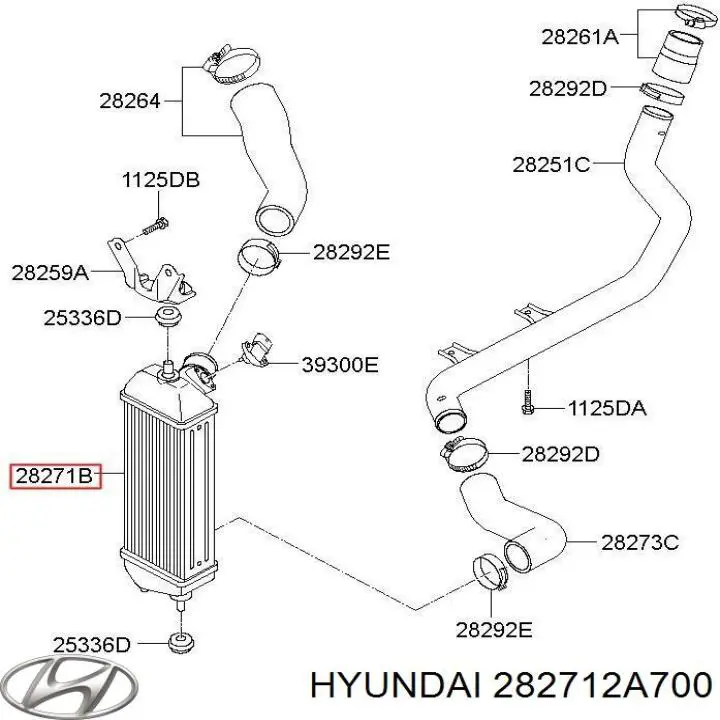 Радиатор интеркуллера Hyundai/Kia 282712A700