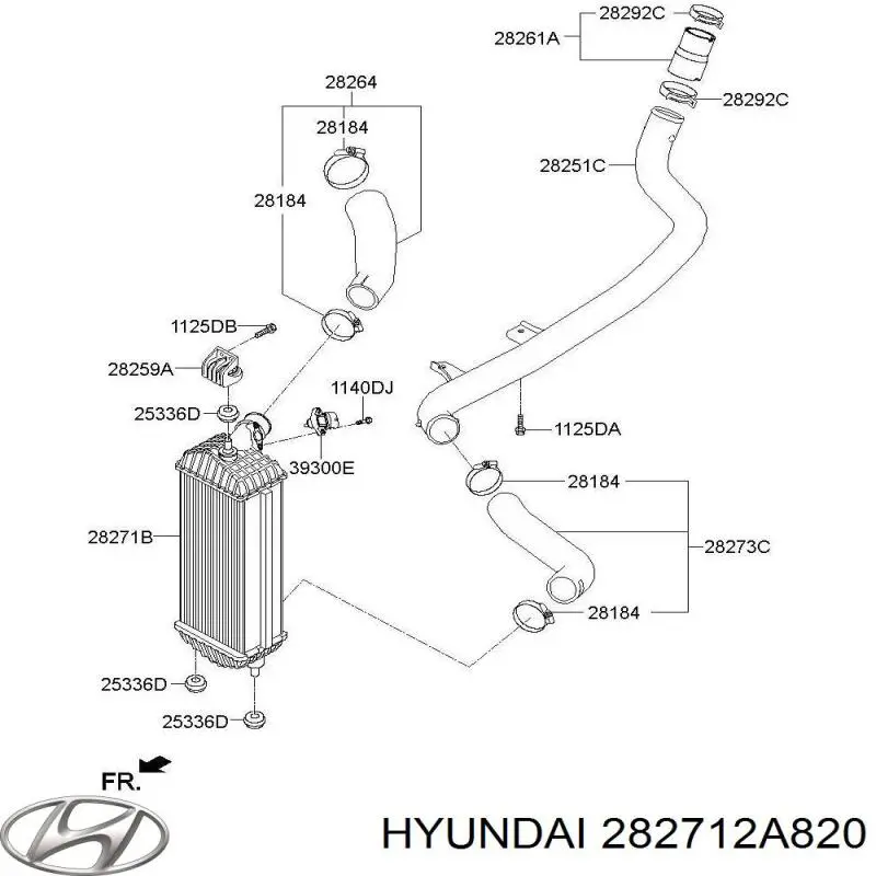282712A820 Hyundai/Kia Охладитель наддувочного воздуха