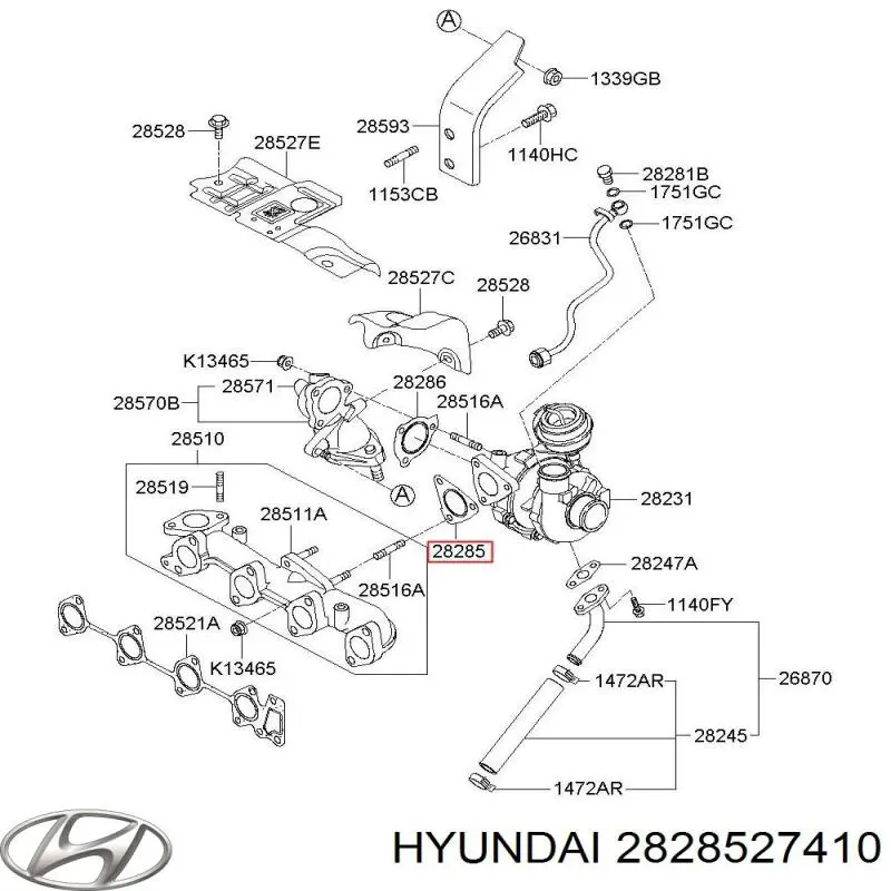 Купить 2828527410 Hyundai/Kia Прокладка турбины