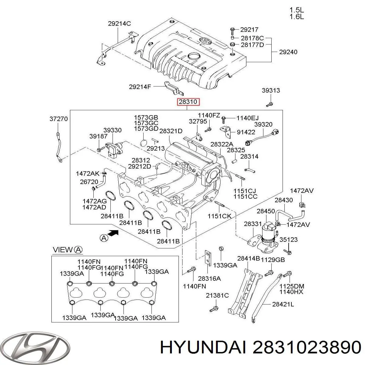 2831023890 Hyundai/Kia Коллектор впускной