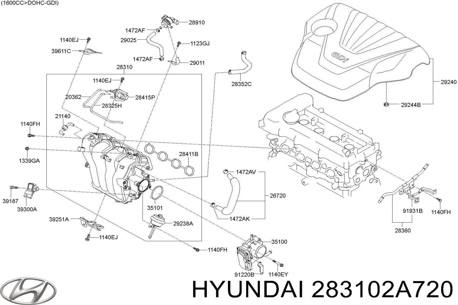 Коллектор впускной Hyundai/Kia 283102A720 цена, от 84.93 USD