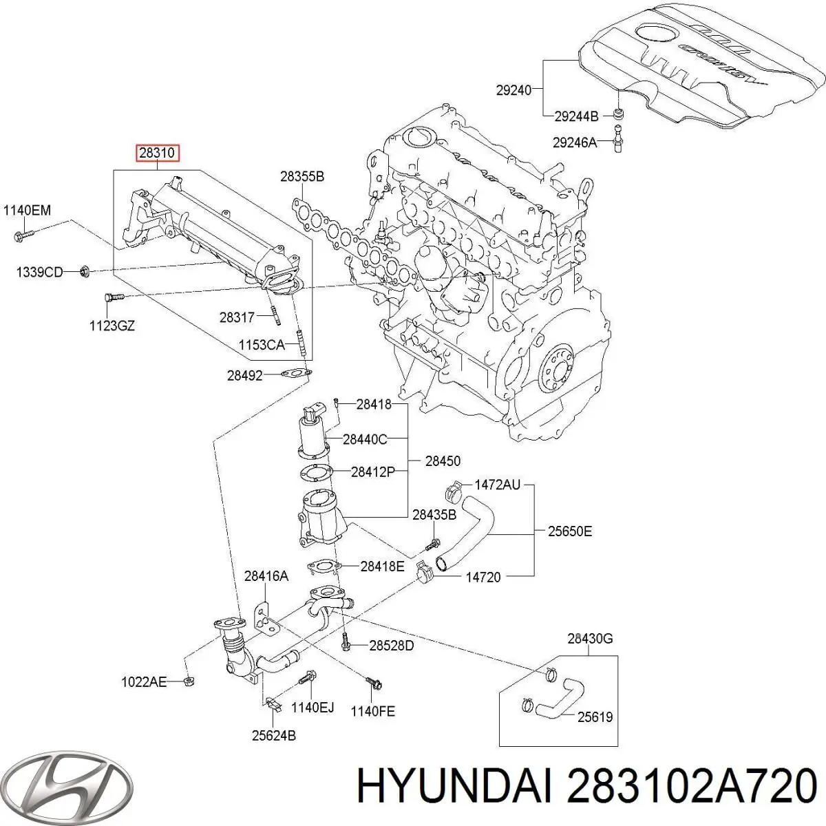Купить 283102A720 Hyundai/Kia Впускной коллектор