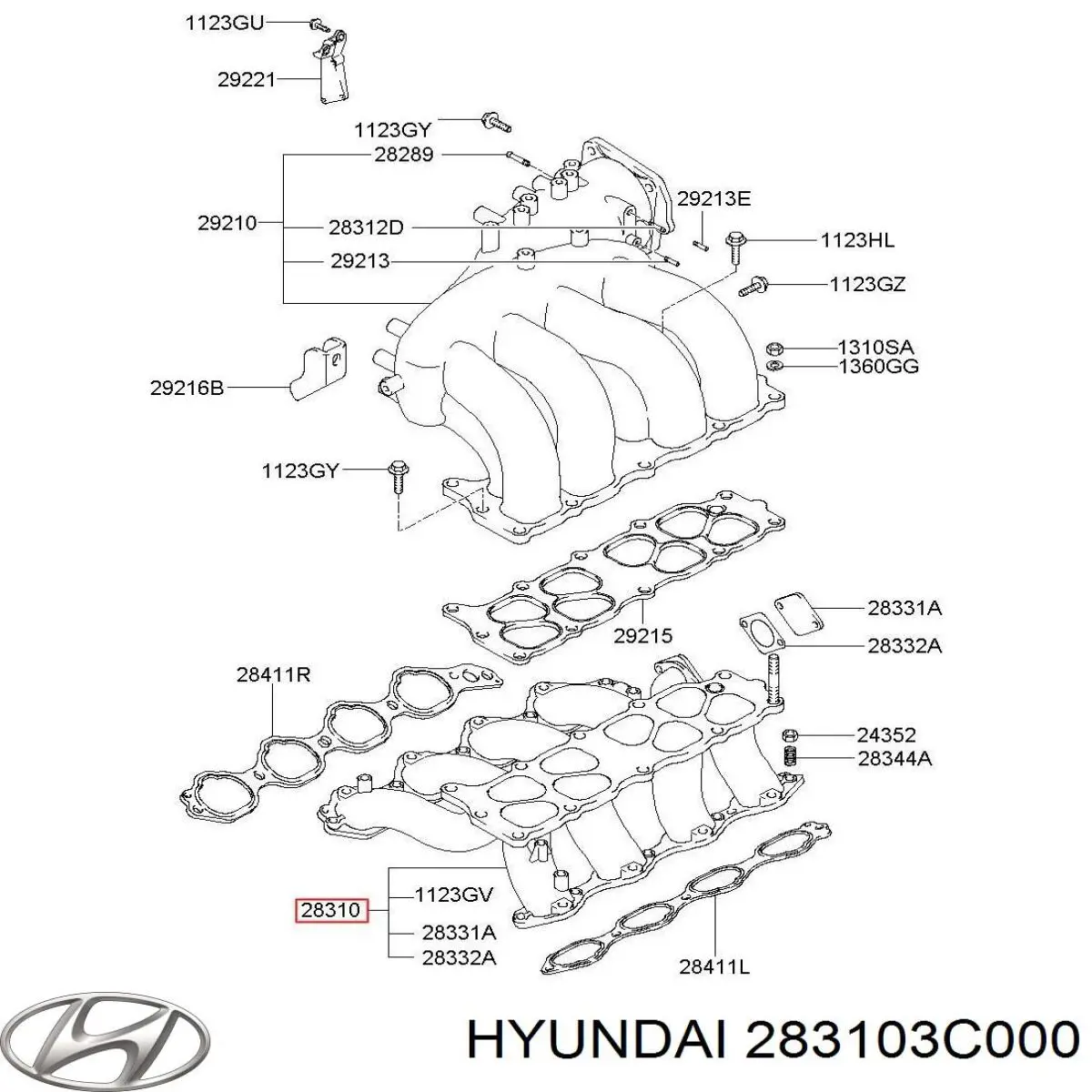 Коллектор впускной Hyundai/Kia 283103C000 цена, от 70.86 USD