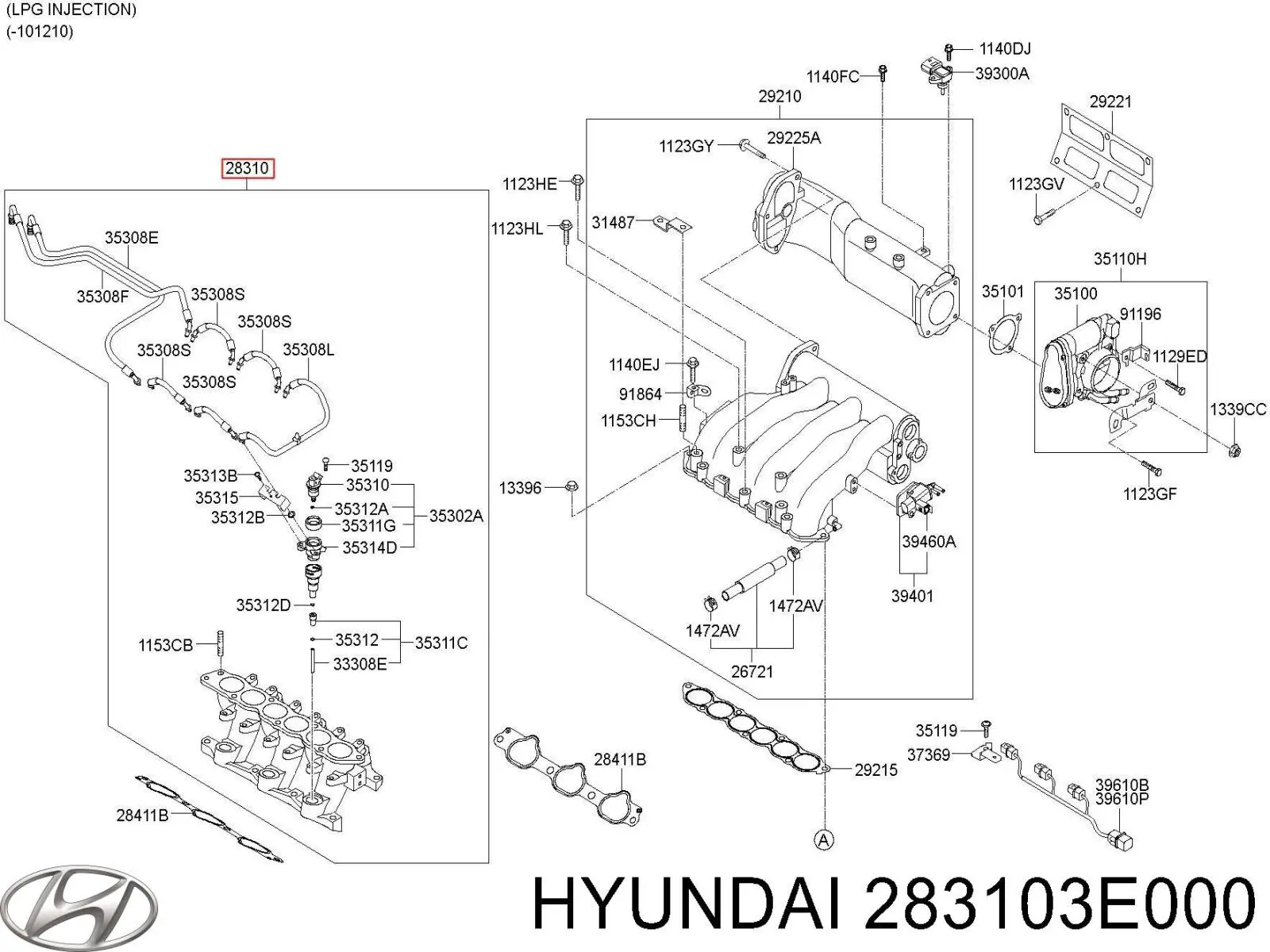 Коллектор впускной Hyundai/Kia 283103E000 цена, от 101.36 USD
