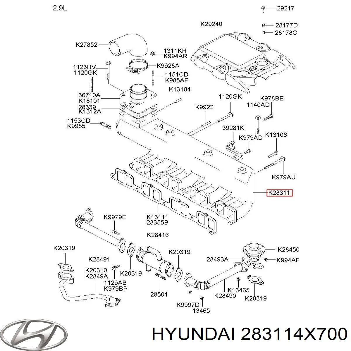 283114X700 Hyundai/Kia Коллектор впускной
