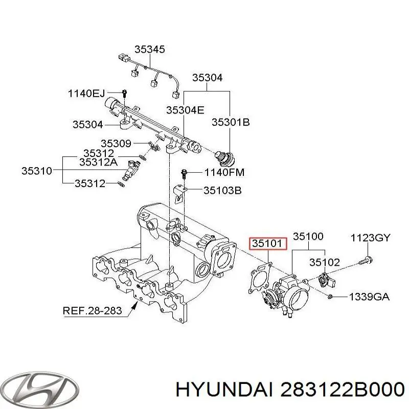 Прокладка дроссельной заслонки Hyundai/Kia 283122B000 цена, от 5.86 USD