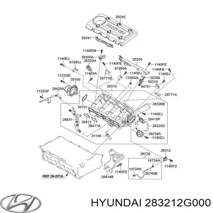 Клапан (актуатор) приводу заслінок впускного колектора 283212G000 Hyundai/Kia