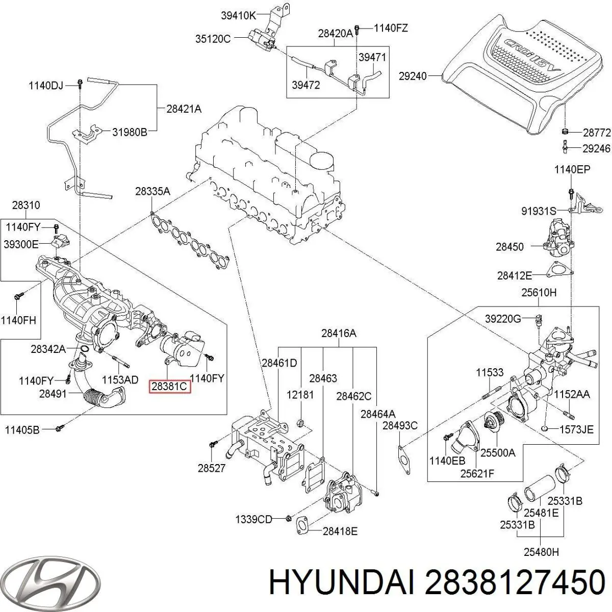 Актуатор привода заслонок впускного коллектора Hyundai/Kia 2838127450 цена, от 22.82 USD