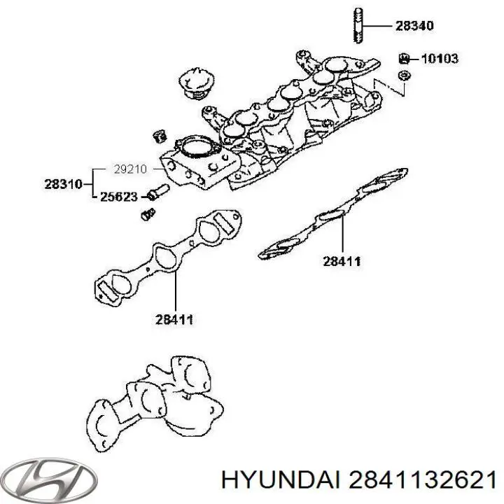 Прокладка впускного коллектора на Hyundai H100 P