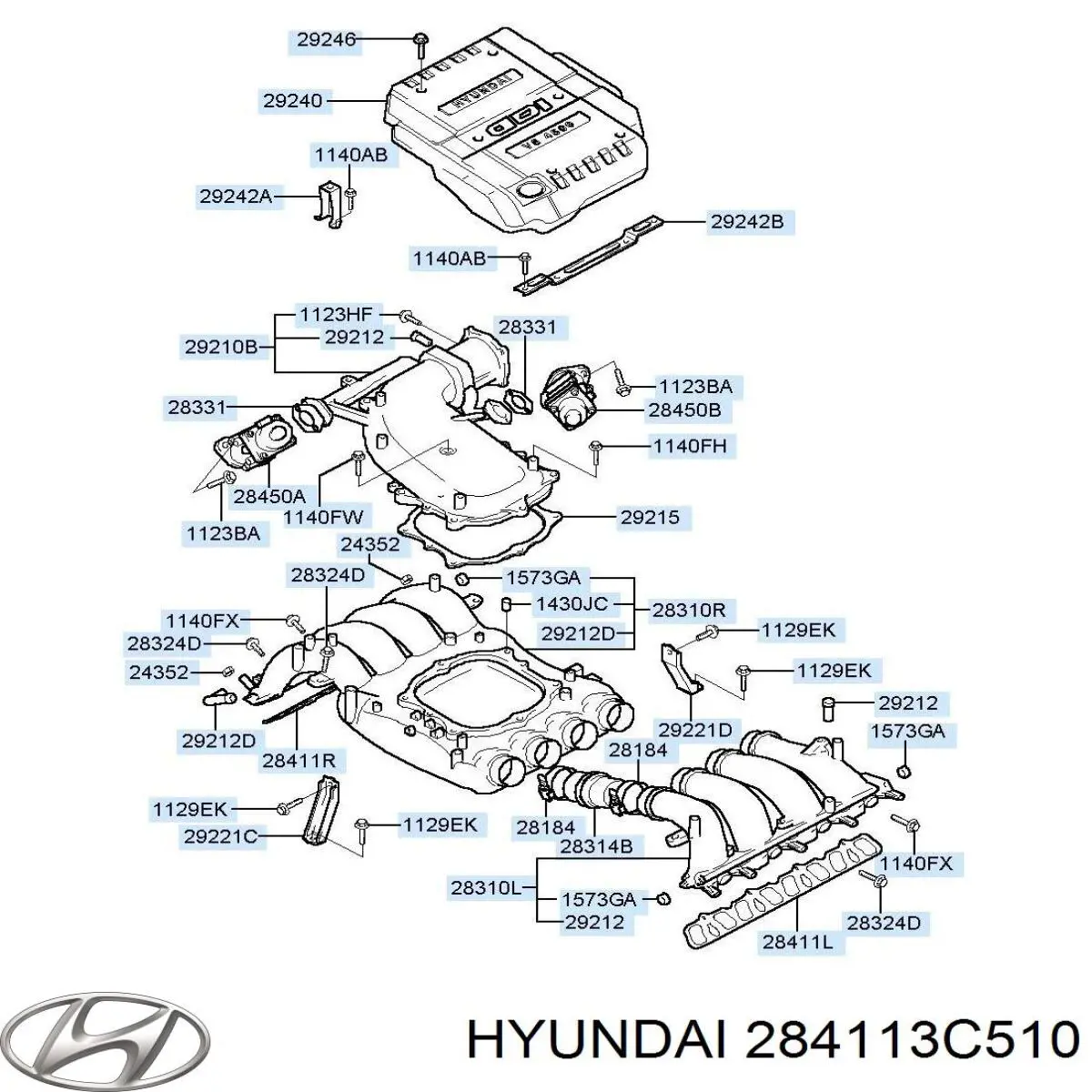 Прокладка впускного коллектора нижняя на Hyundai IX55 