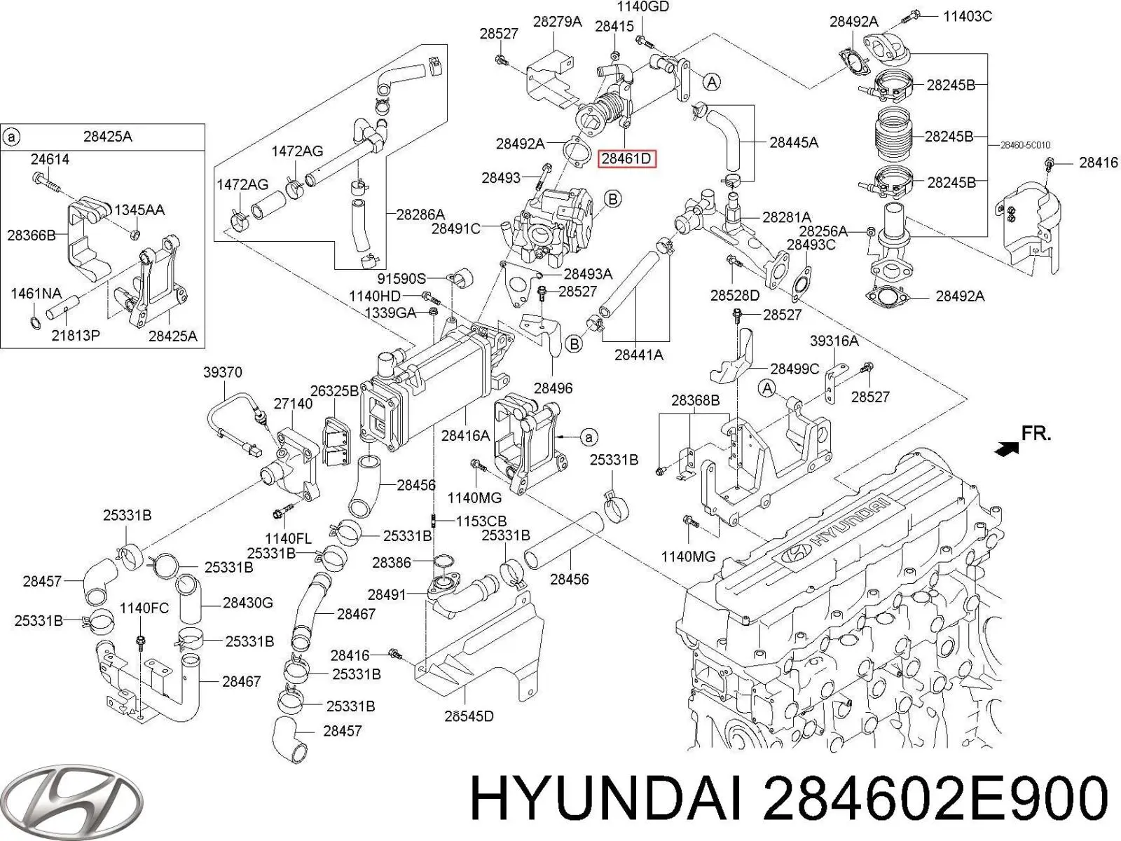 Radiador do sistema EGR de recirculação dos gases de escape para Hyundai Sonata (LF)