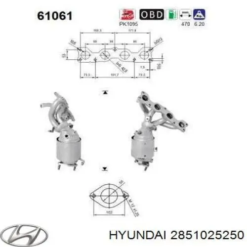 Tubo coletor de escape para Hyundai Sonata 