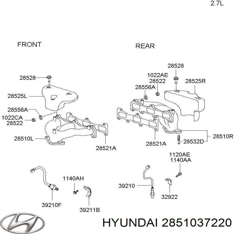 2851037220 Hyundai/Kia коллектор выпускной задний