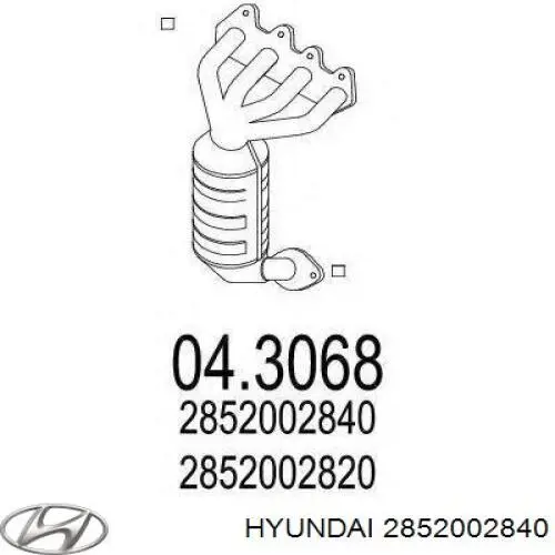 Каталитический нейтрализатор отработавших газов Hyundai/Kia 2852002840 цена, от 366.53 USD