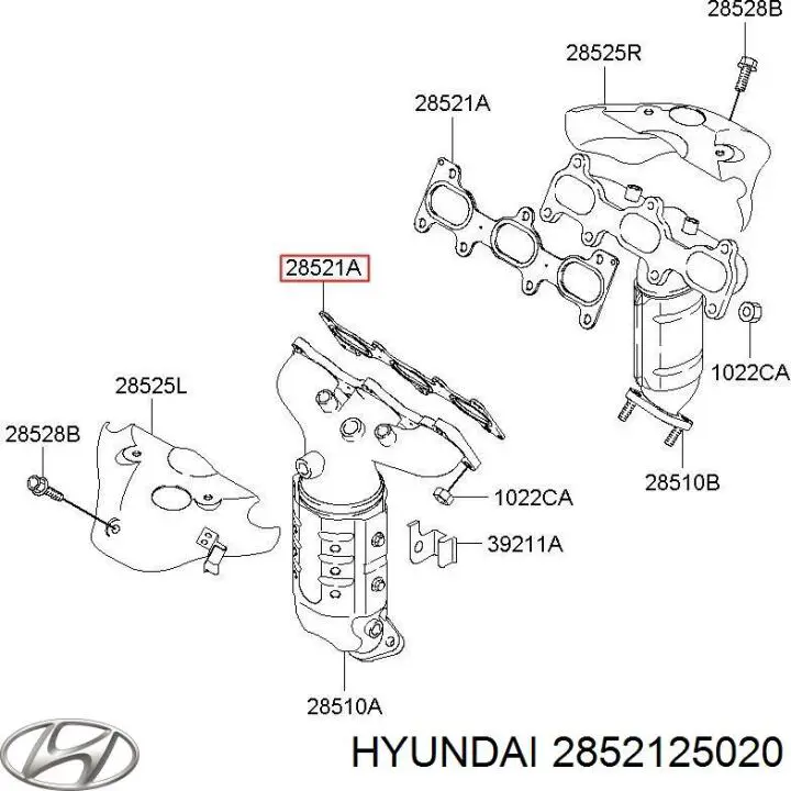 2852125020 Hyundai/Kia Прокладка коллектора выпуск