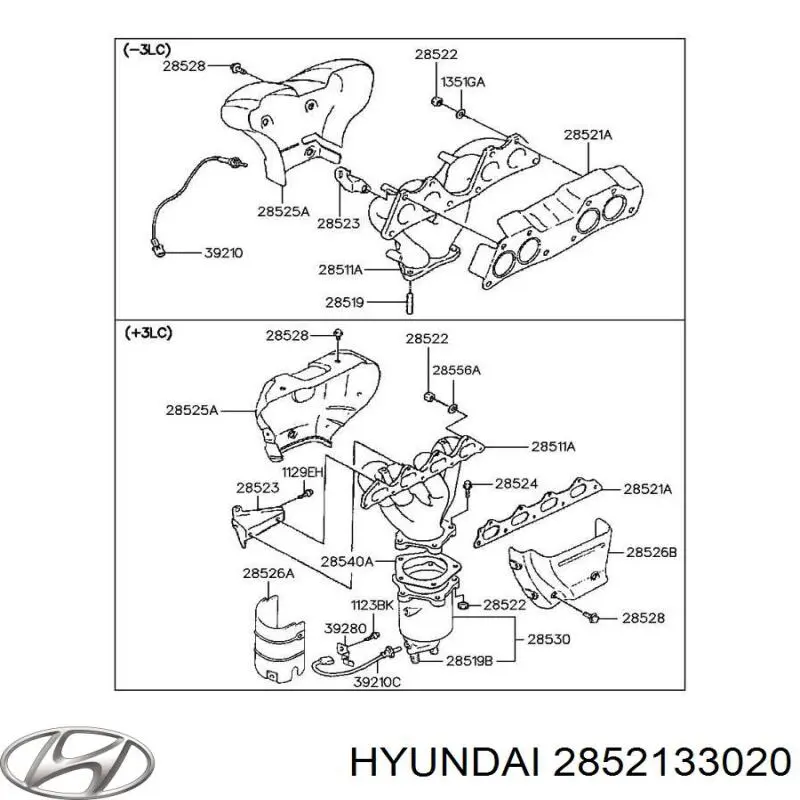 2852133020 Hyundai/Kia прокладка коллектора