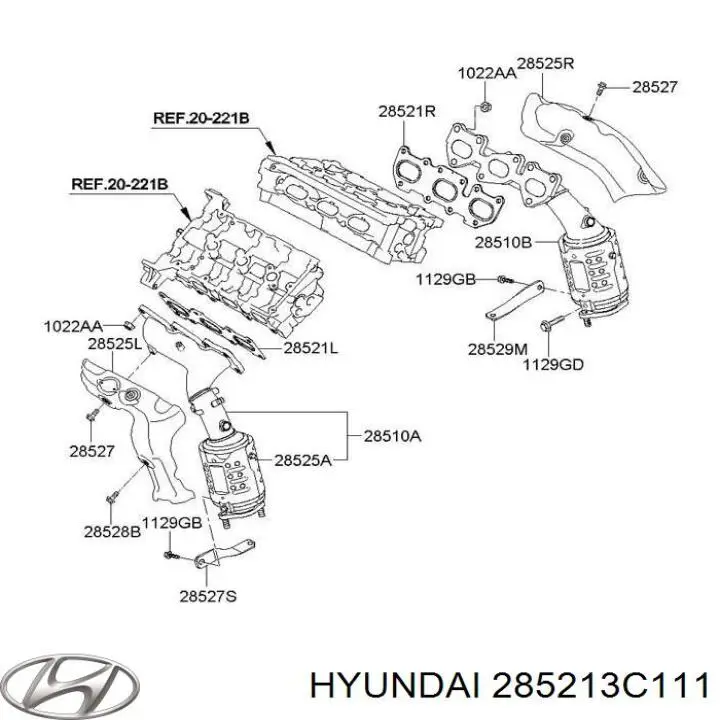Прокладка выпускного коллектора левая на Hyundai Santa Fe II 