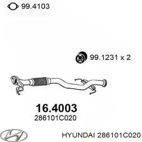 286101C020 Hyundai/Kia Глушитель, передняя часть