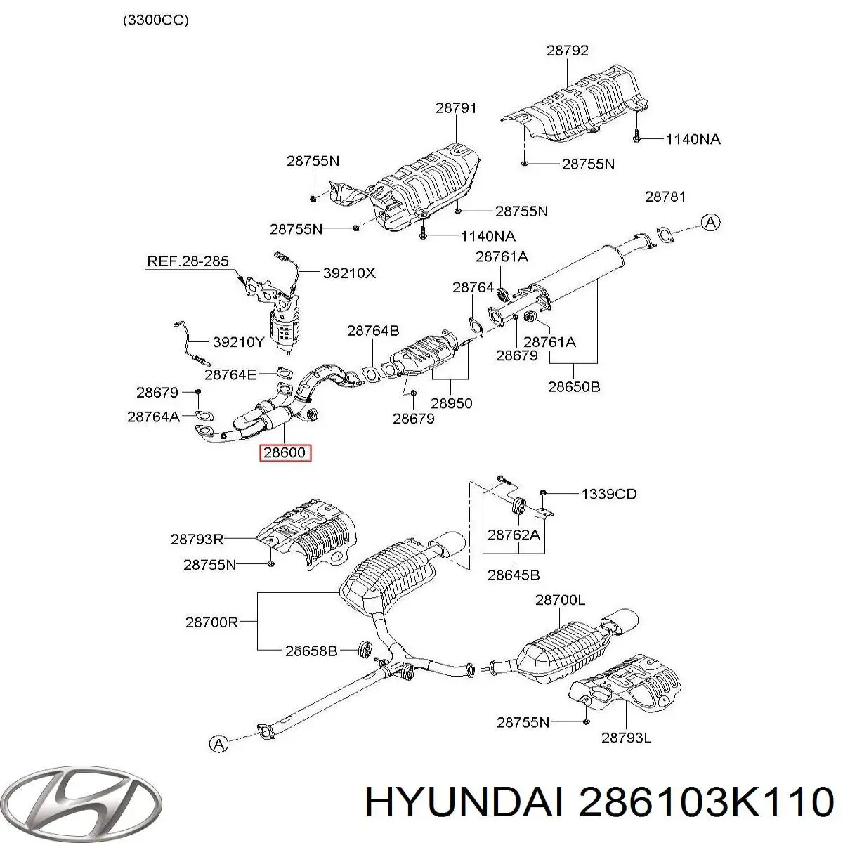 Купить 286103K110 Hyundai/Kia Приёмная труба