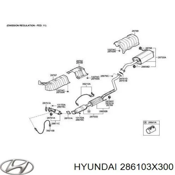 286103X300 Hyundai/Kia глушитель, передняя часть