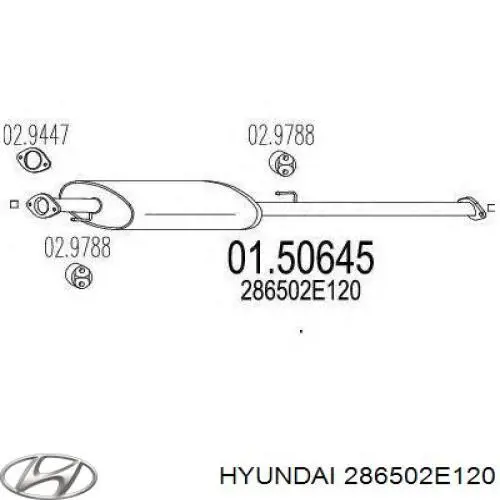 Центральная часть глушителя 286502E120 Hyundai/Kia