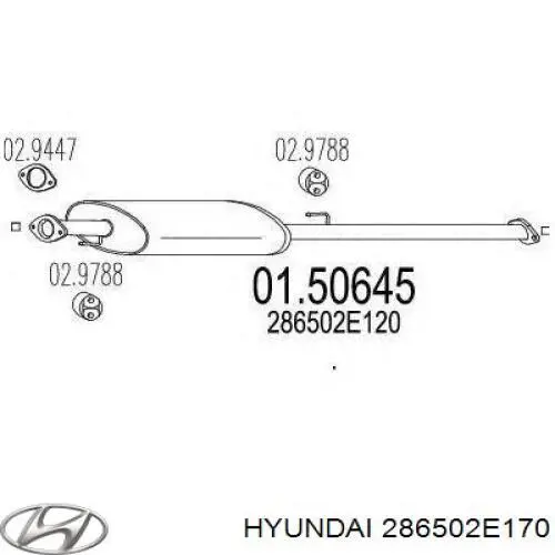 Центральная часть глушителя 286502E170 Hyundai/Kia