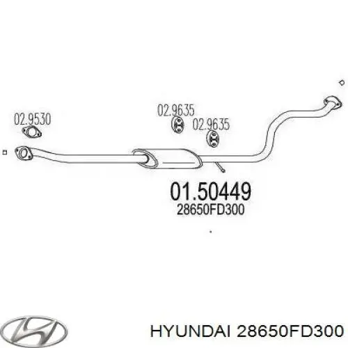 Глушитель, центральная часть 28650FD300 Hyundai/Kia