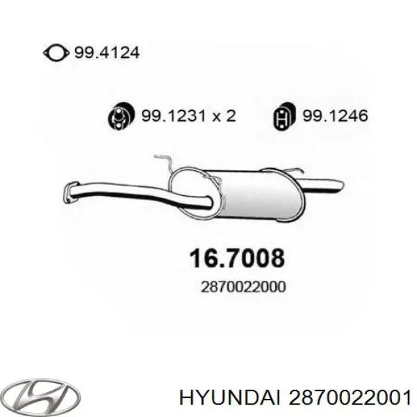 2870022001 Hyundai/Kia глушитель, задняя часть