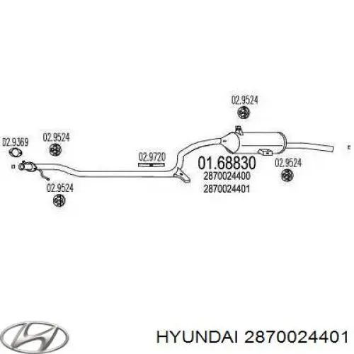 Глушитель, задняя часть на Hyundai Pony 