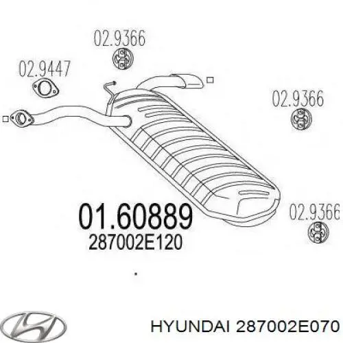 Выхлоп задний Hyundai/Kia 287002E070 цена, от 38.01 USD