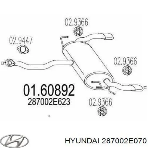 Купить 287002E120 Hyundai/Kia Глушитель задний